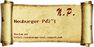 Neuburger Pál névjegykártya